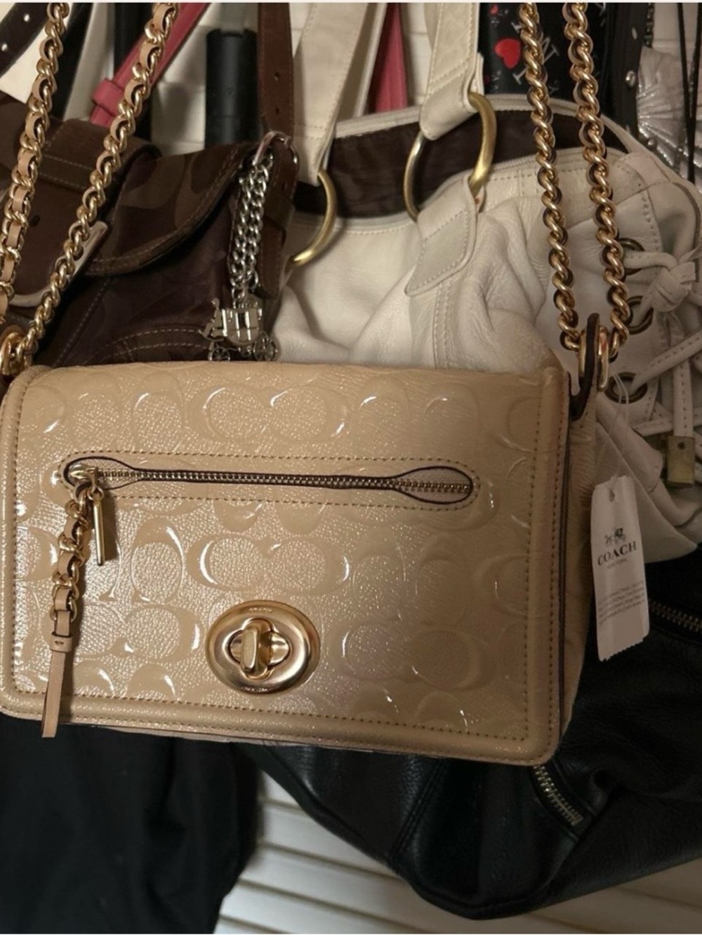 brand new cream tan beige Coach Lex Small Flap Crossbody F22292 shoulder purse